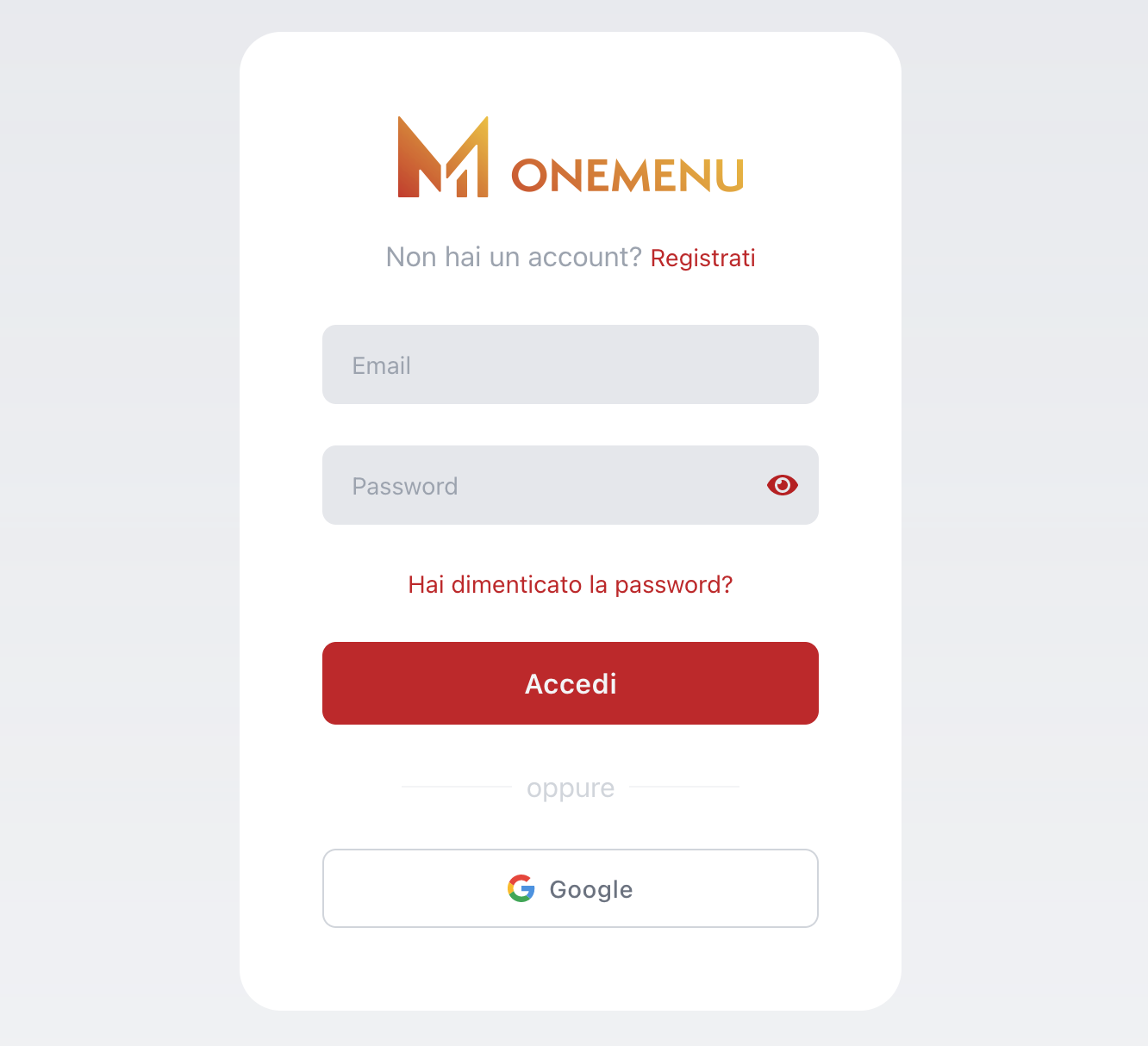 Accesso a onemenu